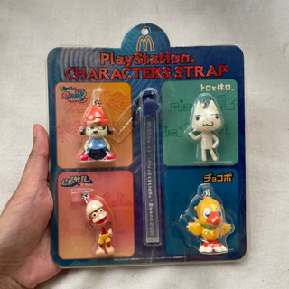 โมเดลพวงกุญแจ ขายยกเซ็ต PlayStation Characters Figure Strap 4pc Set Parappa Chocobo Toro Pipo Monkey ⭐️หายาก⭐️