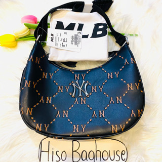 ⭐️แท้💯% MLB Dia MONOGRAM PU Embo L-Hobo Bag NEW YORK YANKEES