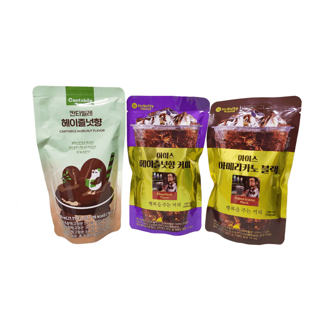 McNulty / Cantabile : Coffee Americano Black , Hazelnut Flavor กาแฟเกาหลีสำเร็จรูปพร้อมดื่ม