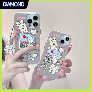 💲คูปองเคลม💲เคสไอโ case for iphone 11 12 หมีที่รักการถ่ายภาพ เคส 14 13 12 11 pro max ชุบเงิน ป้องกันการตก ทนทาน