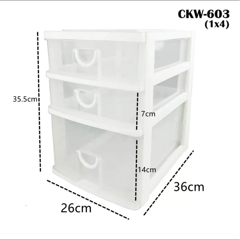 กล่องลิ้นชัก 3 ชั้น CKW-603 ชั้นพลาสติกชั้นใส่ของอเนกประสงค์ 3 ชั้น คุณภาพดีผลิตจากพลาสติก PP