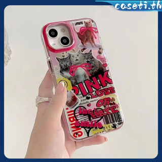 คูปองเคลม🎀เคสไอโ case for iphone 11 12 แมวขยุกขยิกตัวอักษรภาษาอังกฤษ เคส 14 13 12 11 pro max เปลือกนิ่มป้องกันการตก