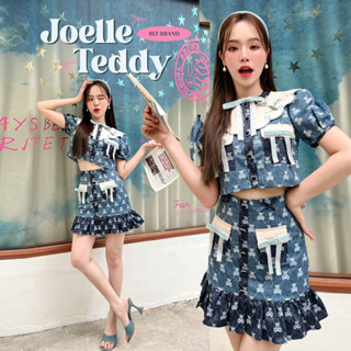 B119 Joelle Teddy : Set เซ็ทกระโปรงเจ้าหมีฟ้า