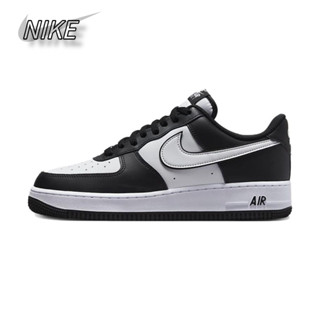 Nike Air Force 1 Low Panda รองเท้าผ้าใบกันลื่นสีขาวและสีดำของแท้ 100%