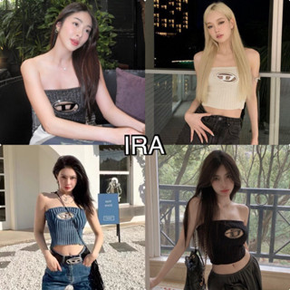 BY IRA (3995) D Knit Tube Top เกาะอกไหมพรมแต่งโลโก้ ดีเซล แนวสตรีทhotสุด