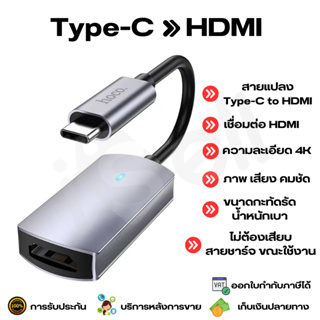 Type-C to HDMI Adapter สายแปลง ต่อพ่วง มือถือ คอมพิวเตอร์ ไปแสดงผลที่ จอ Projector ผ่าน HDMI รองรับ 4K ULTRA HD