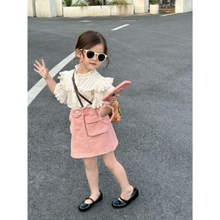KR76 กระโปรงทรงเอ สีชมพูลูกสาว