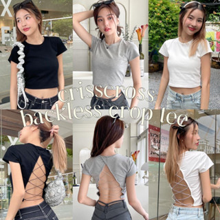 Choosedress A1892 Crisscross backless crop tee เสื้อครอปโชว์หลัง