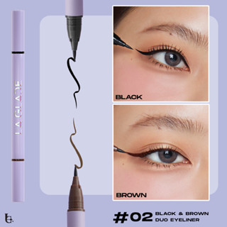 (พร้อมส่ง) 𝗟𝗔 𝗚𝗟𝗔𝗖𝗘 𝗕𝗟𝗔𝗖𝗞 &amp; 𝗕𝗥𝗢𝗪𝗡 𝗗𝗨𝗢 𝗘𝗬𝗘𝗟𝗜𝗡𝗘𝗥 อายไลเนอร์2หัวในแท่งเดียว เส้นคมชัด ติดทน กันน้ำ กันเหงื่อ