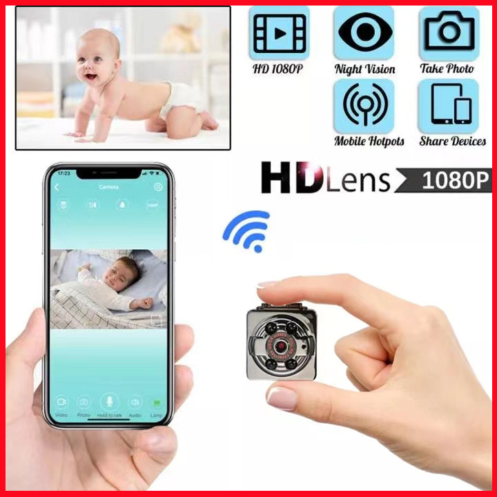 【เตรียมจัดส่ง】SQ8 Mini กล้องไร้สาย 1080P กล้องวงจรปิด VDO camera แบตเตอรี่บิ้วอิน กล้องไมโคร กล้องแอ