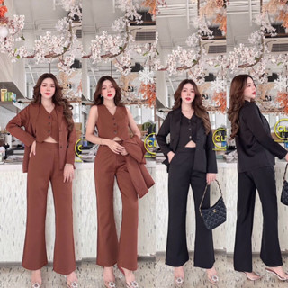 ❌พร้อมส่งM,2XL❌ป้าย Love lady เซ็ท3ชิ้น มี2สี เสื้อสูทแขนยาว+เสื้อแขนกุดคอวี+กางเกงขายาว สวยมาก ใส่ทำงาน ใส่แมทช์ได้