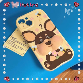 💜Kettra💜การ์ตูน ลูกสุนัข สาวน่ารักหัวใจ สีเหลือง iPhone 11 14 pro max ป้องกันการหล่น ขอบเต็ม case for iPhone 12 13