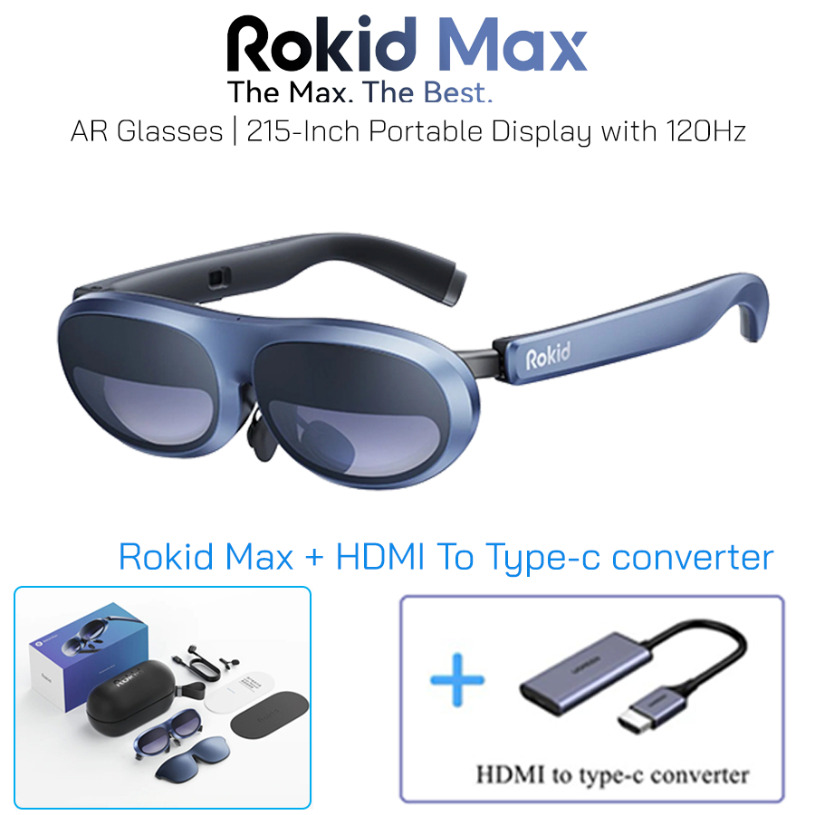 [มือสอง] Rokid MAX แว่นตาอัจฉริยะ AR/VR 3D Micro OLED หน้าจอ 215" 120Hz สําหรับโทรศัพท์/Switch/PS5/Xbox &lt;ครบ, ยก​กล่อง&gt;