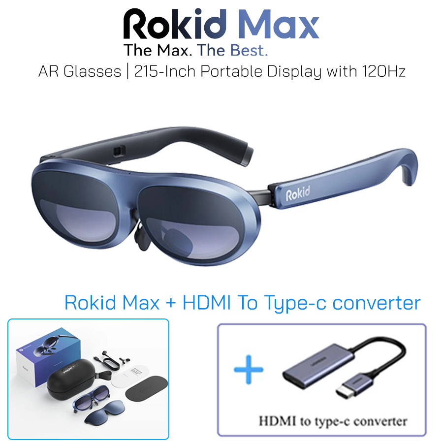 [มือสอง] Rokid MAX แว่นตาอัจฉริยะ AR/VR 3D Micro OLED หน้าจอ 215" 120Hz สําหรับโทรศัพท์/Switch/PS5/X