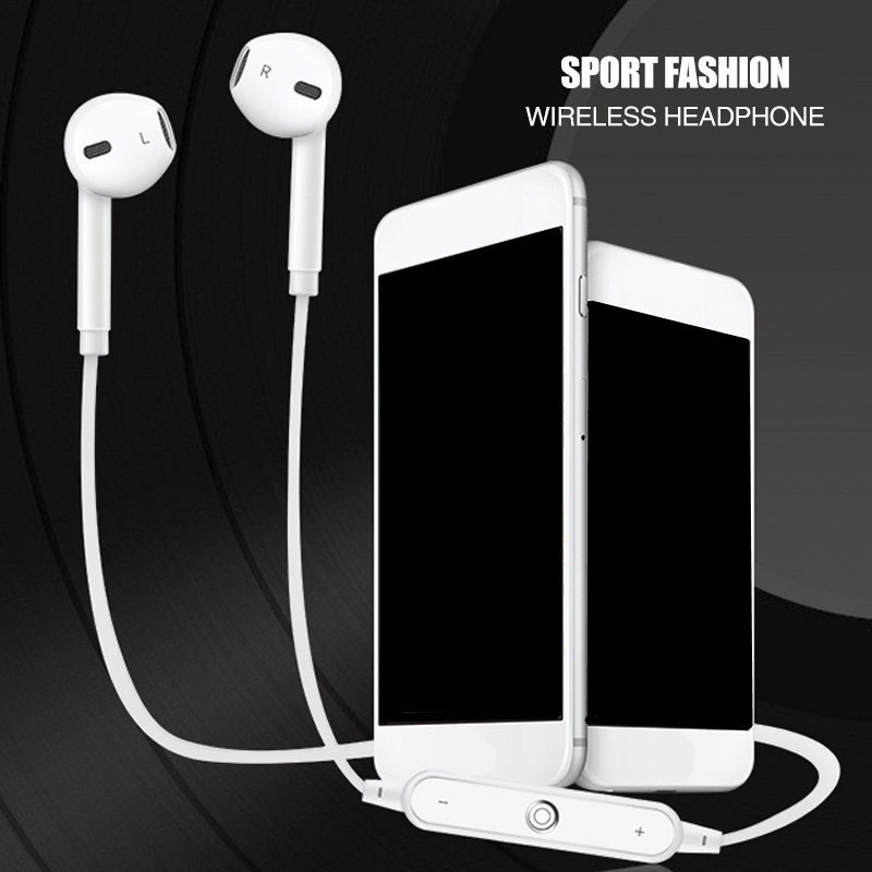 หูฟังสเตอริโอบลูทูธไร้สาย S6 ขาว ดำ Bluetooth 4.1