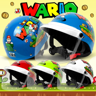 หมวกกันน็อค ครึ่งใบ เด็กโต V-TECH Helmet รุ่น WARIO  แถมฟรี แผ่นบังลมนิรภัย PC (สำหรับเด็ก)