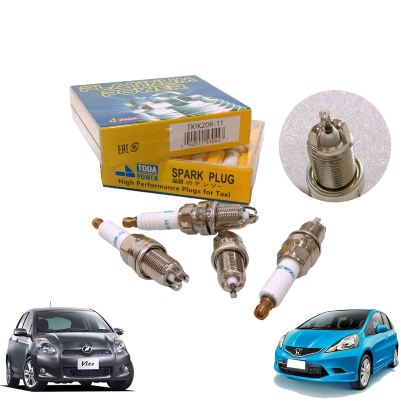 TKD หัวเทียน IK20 ยี่ห้อ AXIS TODA Platinum JAPAN 3เขี้ยว VIOS YARIS ALTIS JAZZ GE CITY GM CIVIC FD