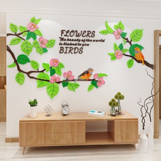 [MH] สติ๊กเกอร์อะคริลิค 3D ต้นไม้นกเกาะ flower birds