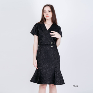 AMILA Dress AM-D845 เจคการ์ด แขนสั้น IGPU23-3