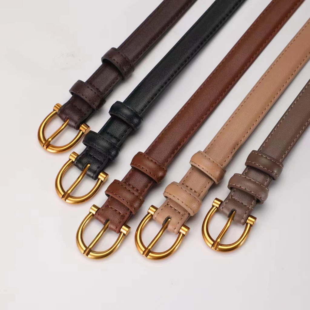 Tyra รุ่น အစစ်သားရေ Unisex ခါးပတ် — အမျိုးသမီး/အမျိုးသား နှစ်မျိုးလုံးဝတ်လို့ရ (110cm) D ပုံစံ ခေါင်းရွှေနီကယ် မလော့/မမဲ