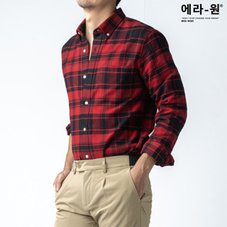 era-won เสื้อเชิ้ต ทรงปกติ Premium Quality Dress Shirt แขนยาว สี Red Homer