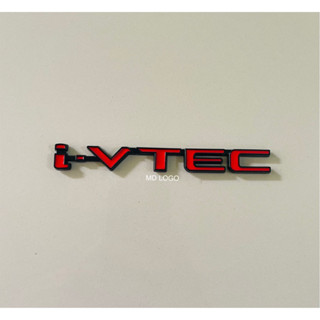 โลโก้ i-VTEC ขนาด 13cm.x1.5cm. สีแดงขอบดำ วัสดุเหล็ก