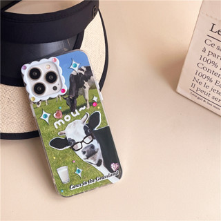 เคสลายน้องวัว mou + สติ๊กเกอร์ เคสไอโฟน พร้อมส่ง เคสสำหรับ IPHONE CASE 11-14PROMAX