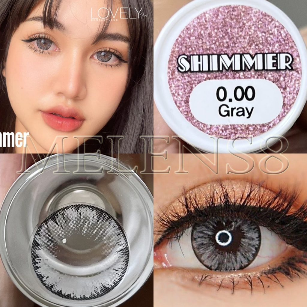 มีค่าสายตาสั้น* คอนแทคเลนส์ Lovelylens : Shimmer ลายเกล็ดน้ำแข็ง  บิ๊กอาย ตาโต สีเทา สีน้ำตาล สายแบ้