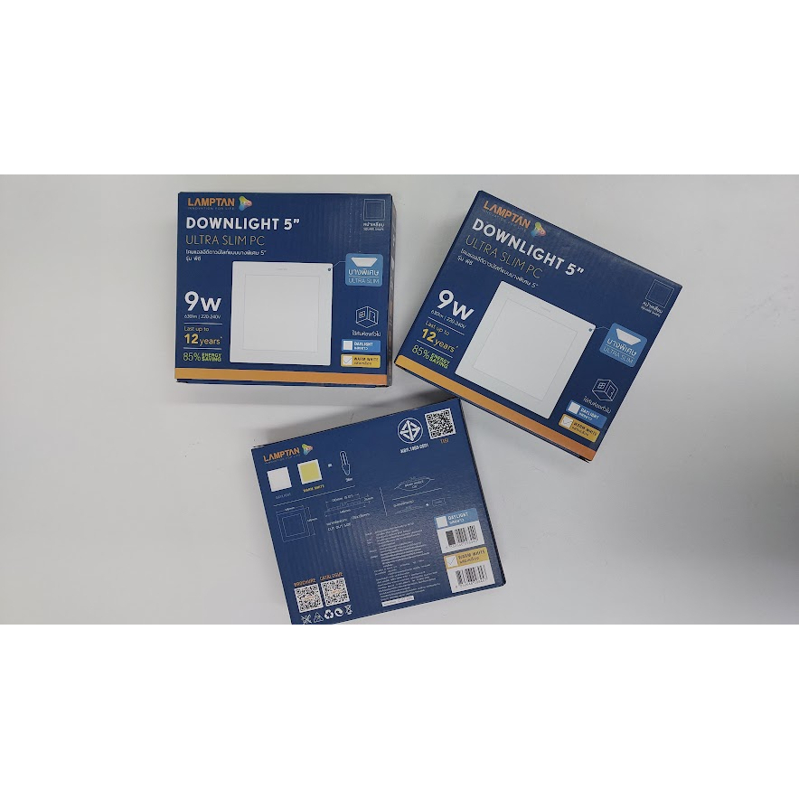ดาวน์ไลท์ LED LAMPTAN ULTRA SLIM PC 9 วัตต์ ขนาด 5 นิ้ว สีขาวสี่เหลี่ยม WARM WHITE (แสงสีเหลือง)