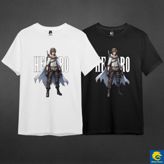 เสื้อยืดเกมเมอร์ แขนสั้น คอกลม ลาย ผู้กล้า Hero ผ้า Cotton 100% เกรดพรีเมี่ยม แบรนด์ Glisten Game