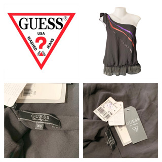 Guess(เกสส์) ของแท้ เสื้อเปิดไหล่ข้างเดี่ยว สีดำ ปักเลื่อม