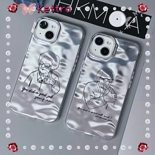 💜Kettra💜ป้องกันการหล่น ขอบเต็ม iPhone 11 14 pro max การ์ตูน รุ่นคู่ สีเงิน น่าสนใจ เรียบง่าย case for iPhone 12 13