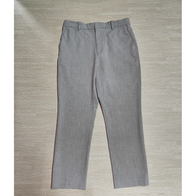 Uniqlo กางเกง Ezy 2 Way Smart Ankle Pants สีเทาอ่อน (Light Grey) Size L หญิง มือ2