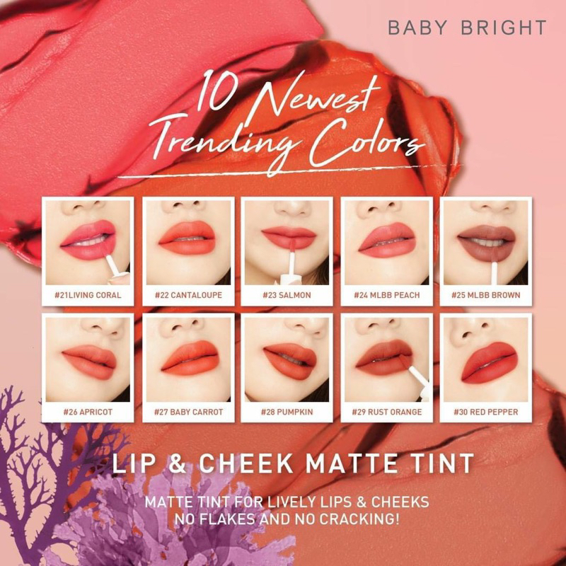 ส่งฟรี/มีไลฟ์  ลิปเบบี้ไบร์ท ลิปแอนด์ชีคแมทท์ทินท์ ลิปติดทน Baby Bright Lip & Cheek Matte Tint 2.4 - ภาพย่อย 5