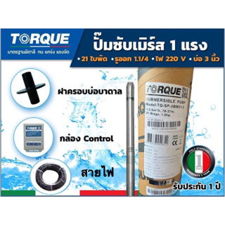 ปั๊มบาดาล ทอร์ค รุ่น TQ-SP-2BM21-3 220V 1 1 /4นิ้ว 1HP 21ใบ TORQUE ปั๊มน้ำอิตาลี ซัมเมอร์ส พร้อมสายไฟ