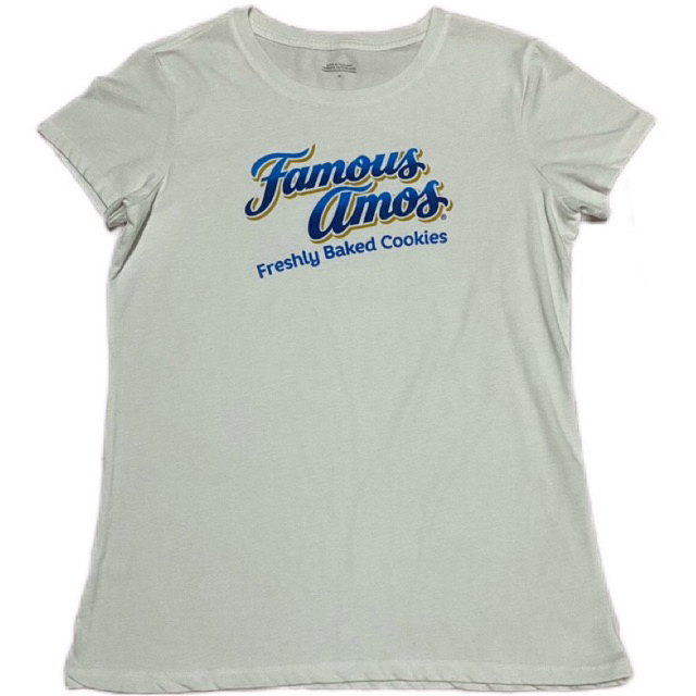 เสื้อยืดคอกลม famous Amos สีขาว มือสองสภาพดี