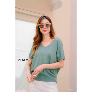 (อก 44-54")เสื้อไหมพรมเนื้อสุดนุ่ม คอวีแขนล้ำ PIMM 137 จั๊มเอว ทรง oversize