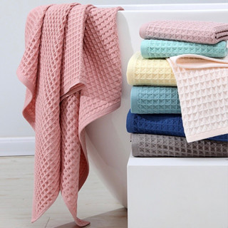 ผ้าเช็ดตัววาฟเฟิล ทำจากผ้าคอตตอน นุ่มสบาย ซับน้ำดี แห้งไวพิเศษ Cotton waffle Japanese towelขนาด 70x140 cm. ฝ้ายแท้