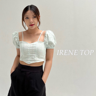 IRENE TOP - เสื้อแขนตุ๊กตาสม้อคหลัง ซิปข้าง ดีเทลลายผ้า (nita.bkk)
