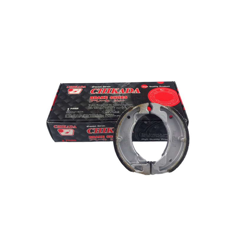 ผ้าเบรคดั้ม CHIKADA ผ้าเบรครถจักรยานยนต์ Y100,Y111,Y80,Belle,JR,FRESH หนึ่งกล่องมี10ชิ้น5คู่