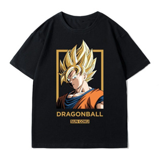 ผ้าฝ้ายพิมพ์ลาย Dragon Ball Super Saiyan แขนสั้น Son Goku ในเสื้อยืดคู่