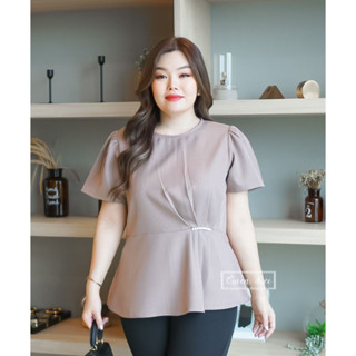 Kylie-สีน้ำตาลเปลือกไม้ เสื้อแฟชั่นสาวอวบอ้วนไซส์อก 42,46,50 นิ้ว  Plus size Fashion