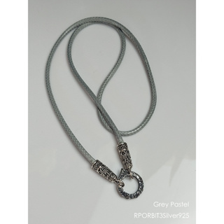 Grey Pastel Vintage Silver925 Pomegrenate Spring Rope Necklace 3.5mm 25inch สร้อยพระ เงินแท้925 สีเทาพาสเทล