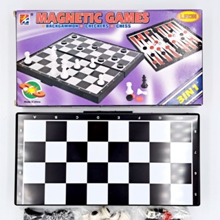 เกมหมากรุก หมากฮอส แบ็กแกมมอน 3in1 Chess Checkers Backgammon Board Game