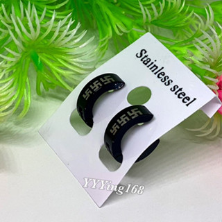 ต่างหู ตุ้มหู จิว ต่างหูผู้ชาย Punk Men Stainless Steel Hoop Piercing Round Earrings for Women Men 1 คู่