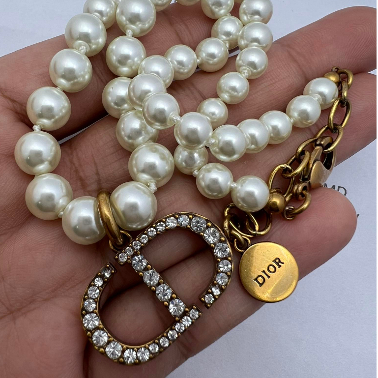 สร้อยคอ ไข่มุก ออริ ทองเหลือง สีทองโบราณ ไม่แพ้ เป็นมิตรต่อผิว พร้อมส่ง
