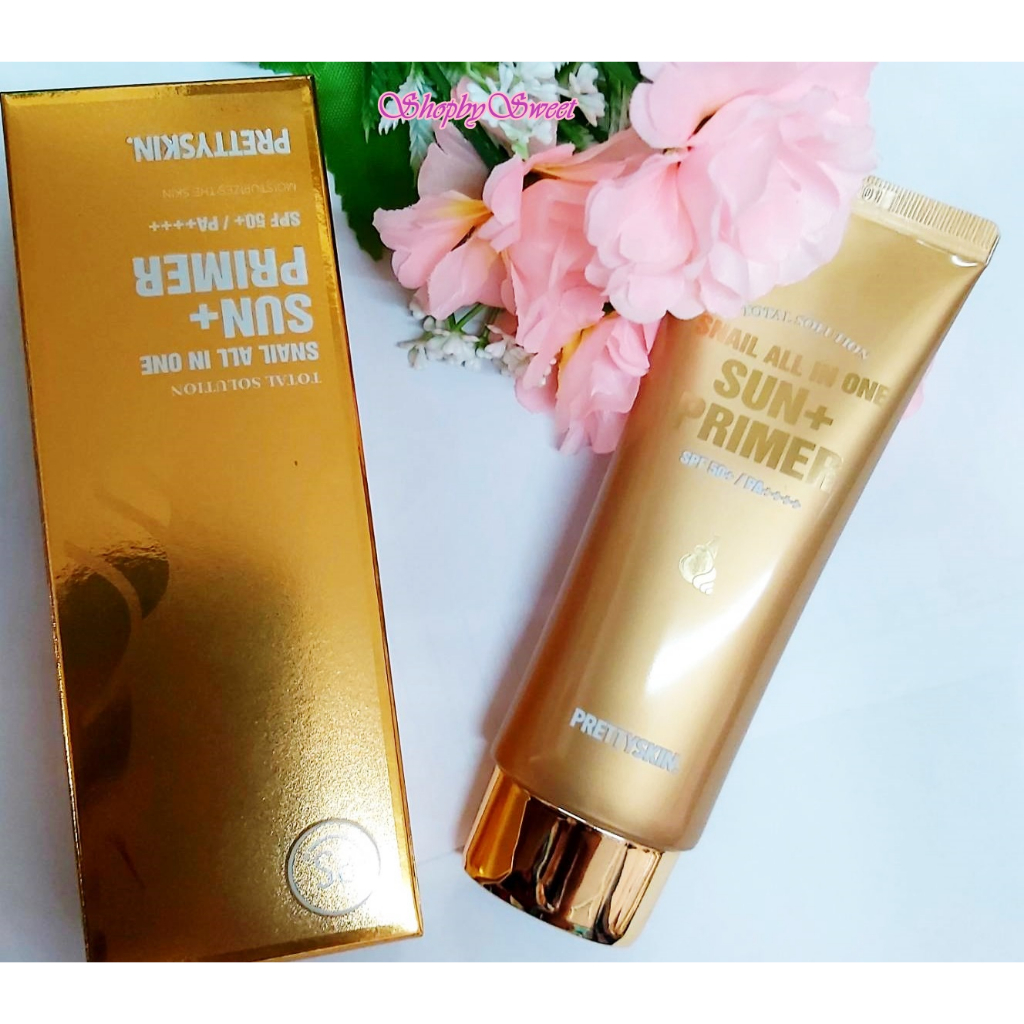 Pretty Skin Snail All-In-One Sun+Primer ครีมกันแดด SPF 50 PA+++ พร้อม primer บางเบา สินค้าจากประเทศเ