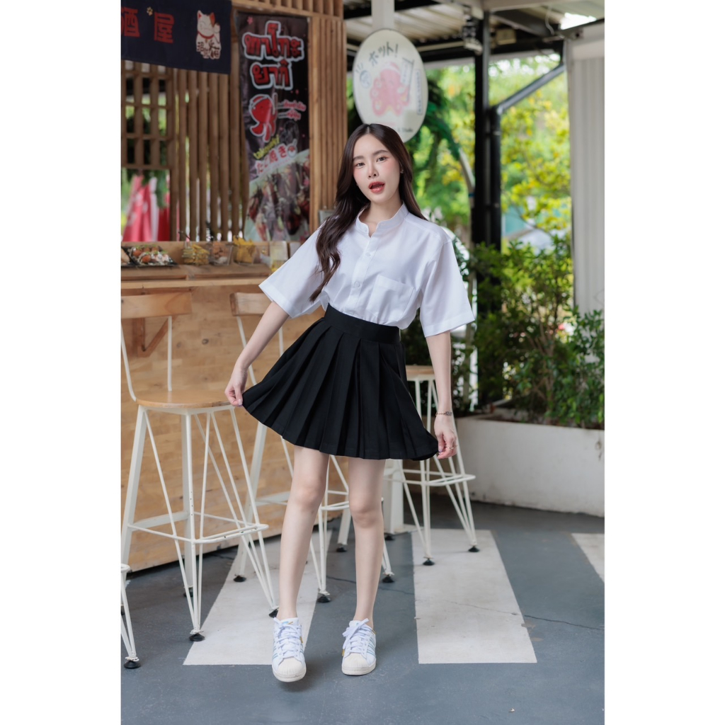 กระโปรง พลีท จีบทวิส เอวขอบ กระโปรงพลีท เอวขอบจีบทวิส ผ้านาโน เนื้อผ้าหนา ผ้าทิ้งตัวมีน้ำหนัก ความยาว 16,18 เอว 23-30 “ - รูปที่ 5