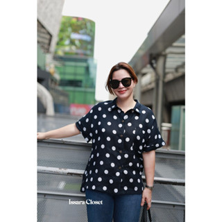 เสื้อลินิน รุ่น Poppii Shirt #Dot-Navy