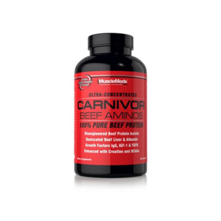 New 🇺🇸MuscleMeds, Carnivor Beef Aminos, โปรตีนจากเนื้อบริสุทธิ์ 100%, 300 เม็ด